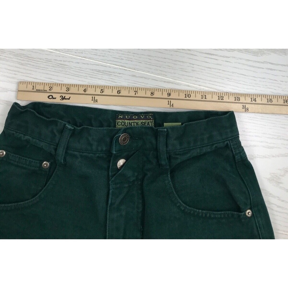 Vintage 90s High Rise Tapered Mom Jeans Womens 7/8 Green Nuovo County Seat 25x30 - Picture 4 of 12